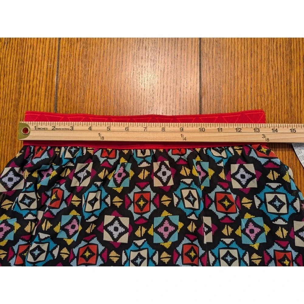 LuLaRoe Lola Skirt Women Small Red Geometric Chiffon Midi A-Line Elastic Waist